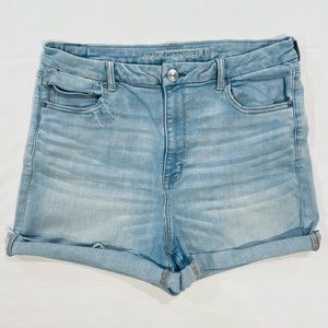 American Eagle Denim Shorts Womens 18 Curvy Hi-Rise Shortie Plus Light Wash Jean